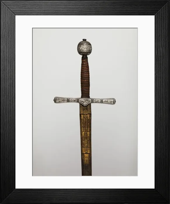 Framed Print : Cross Hilt Sword, hilt, British, London; blade, German, Solingen, 1600-1625 Framed Print : Cross Hilt Sword, hilt, British, London; blade, German, Solingen, 1600-1625