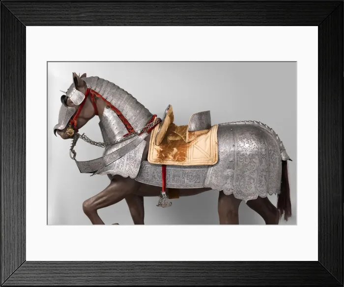 Framed Print : Horse armour probably made for Count Antonio IV Collalto, Italian, c1580-90 and later Framed Print : Horse armour probably made for Count Antonio IV Collalto, Italian, c1580-90 and later