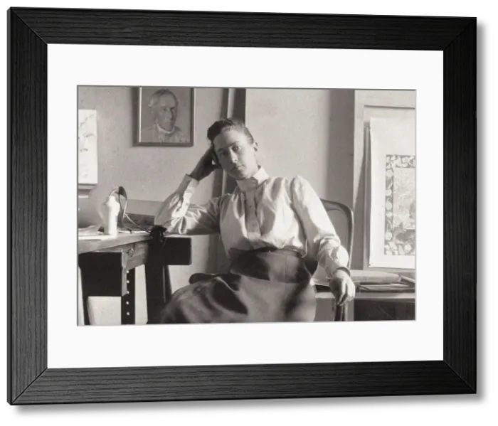 Framed Print : Hilma af Klint in her studio at Hamngatan, Stockholm, c. 1895. Creator: Anonymous Framed Print : Hilma af Klint in her studio at Hamngatan, Stockholm, c. 1895. Creator: Anonymous