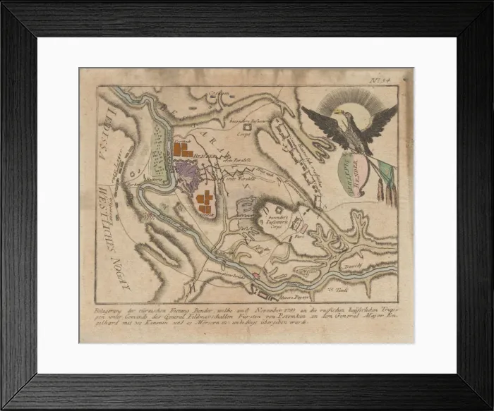 Framed Print : Plan of the siege of the Turkish fortress of Bender by the Russian army in November 1789 Framed Print : Plan of the siege of the Turkish fortress of Bender by the Russian army in November 1789
