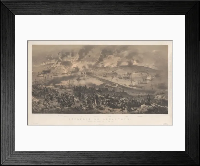 Framed Print : Fire of Sevastopol. Retreat of the Russians on the North Coast, 1855 Framed Print : Fire of Sevastopol. Retreat of the Russians on the North Coast, 1855