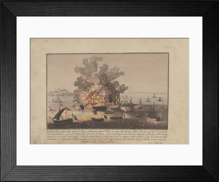 Framed Print : Naval battle between the Russian and Ottoman fleet in the Black Sea on June 28 and 29 Framed Print : Naval battle between the Russian and Ottoman fleet in the Black Sea on June 28 and 29