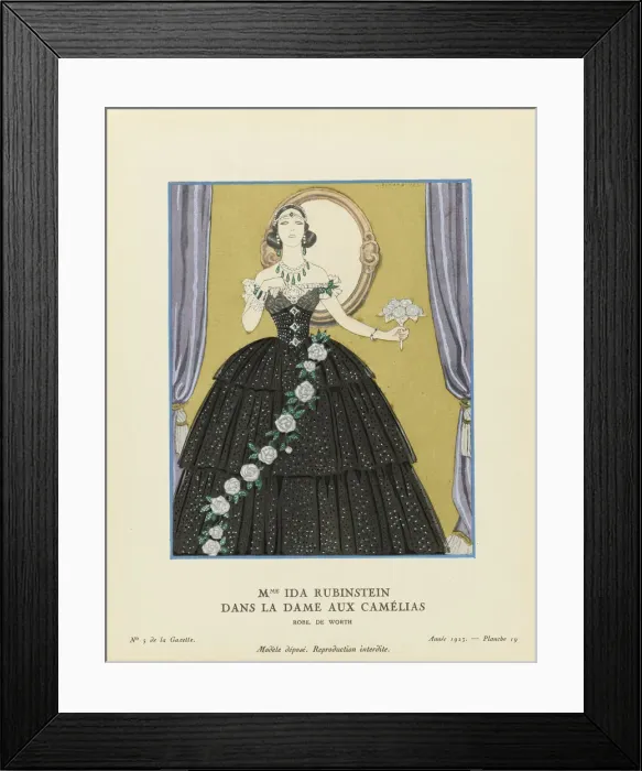 Framed Print : Mme Ida Rubinstein dans La Dame aux Camelias, Gazette du Bon Ton, 1923 Framed Print : Mme Ida Rubinstein dans La Dame aux Camelias, Gazette du Bon Ton, 1923