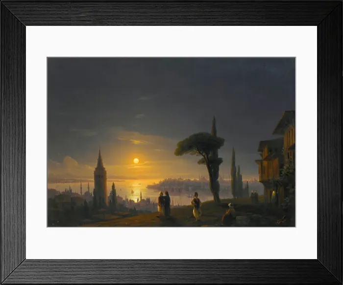 Framed Print : The Galata Tower By Moonlight, 1845. Creator: Aivazovsky Framed Print : The Galata Tower By Moonlight, 1845. Creator: Aivazovsky