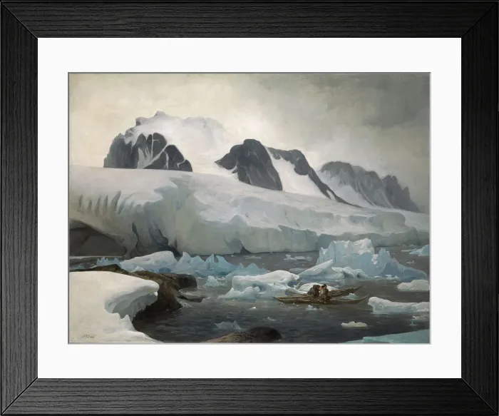 Framed Print : Eskimo kayaks, the kiss, 1842. Creator: Biard, Francois-August (1798-1882) Framed Print : Eskimo kayaks, the kiss, 1842. Creator: Biard, Francois-August (1798-1882)