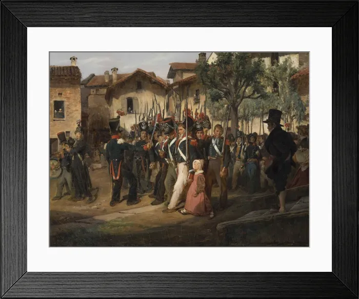 Framed Print : La garde nationale de campagne defilant devant le maire Framed Print : La garde nationale de campagne defilant devant le maire
