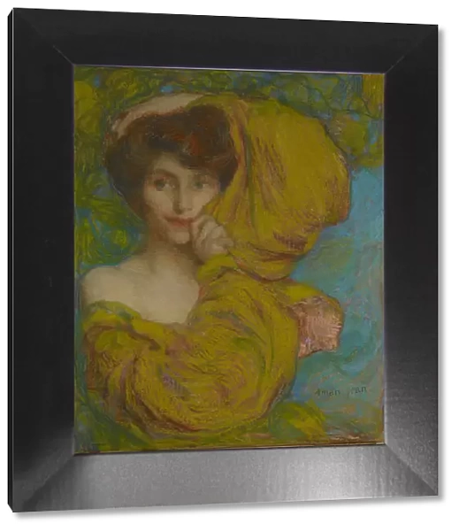Young woman with yellow scarf, c. 1900. Creator: Aman-Jean