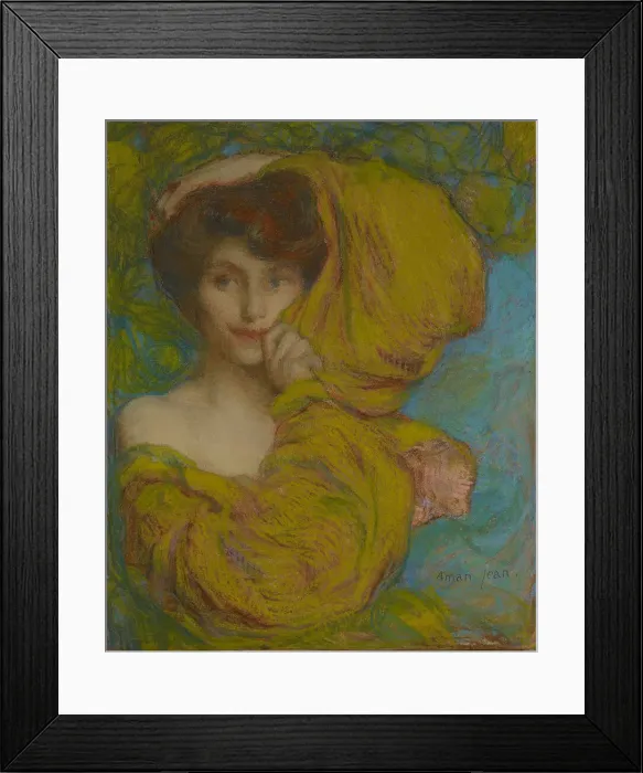 Framed Print : Young woman with yellow scarf, c. 1900. Creator: Aman-Jean Framed Print : Young woman with yellow scarf, c. 1900. Creator: Aman-Jean