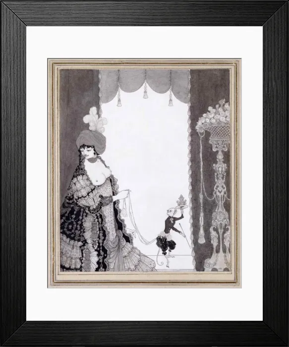 Framed Print : The Lady with the Monkey, 1897. Creator: Beardsley, Aubrey Framed Print : The Lady with the Monkey, 1897. Creator: Beardsley, Aubrey