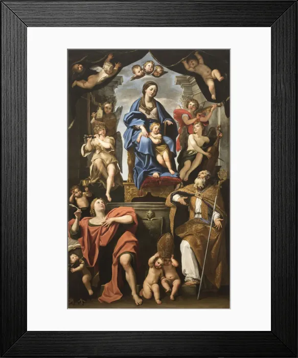 Framed Print : Virgin and Child with Saints Petronius and John the Evangelist, 1625-1629 Framed Print : Virgin and Child with Saints Petronius and John the Evangelist, 1625-1629