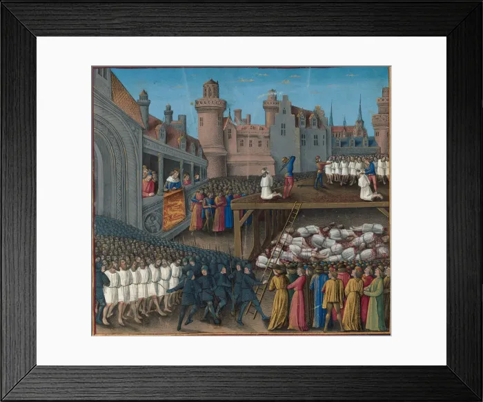 Framed Print : Massacre of the Saracen prisoners, ordered by King Richard the Lionheart, 1191, 1474-1475 Framed Print : Massacre of the Saracen prisoners, ordered by King Richard the Lionheart, 1191, 1474-1475