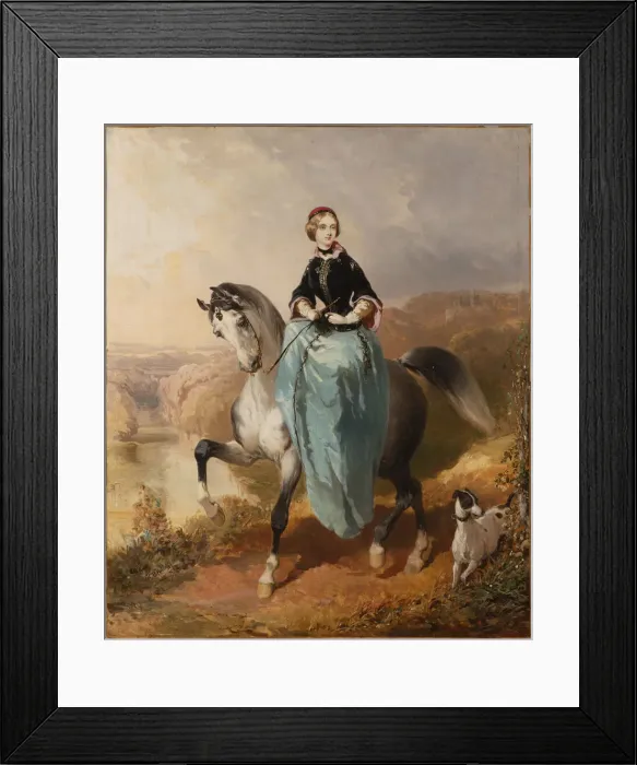 Framed Print : Horsewoman with a dog, c. 1850. Creator: Briullov, Karl Pavlovich (1799-1852) Framed Print : Horsewoman with a dog, c. 1850. Creator: Briullov, Karl Pavlovich (1799-1852)