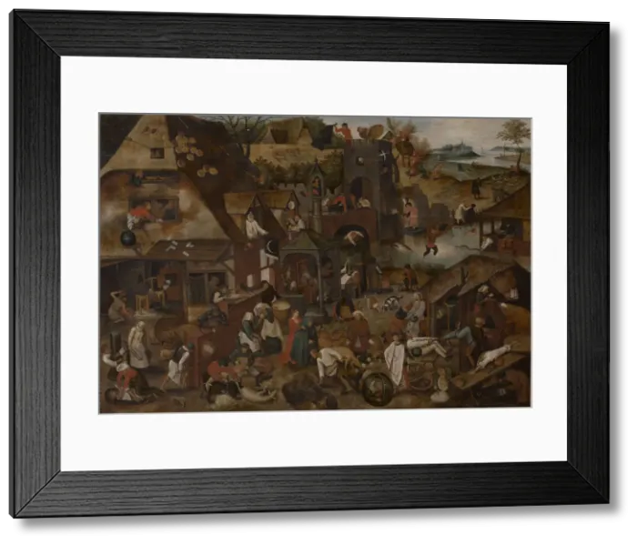 Framed Print : Flemish proverbs, 1607. Creator: Brueghel, Pieter, the Younger (1564-1638) Framed Print : Flemish proverbs, 1607. Creator: Brueghel, Pieter, the Younger (1564-1638)