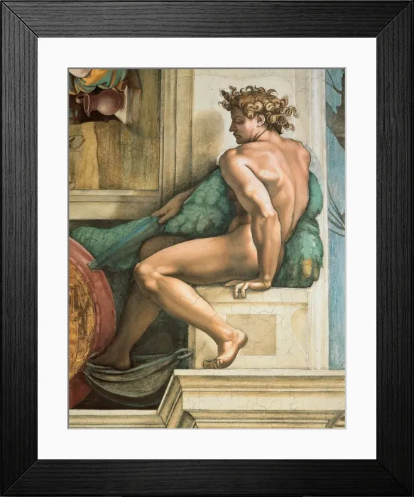 Framed Print : Ignudo (Sistine Chapel ceiling in the Vatican), 1508-1512 Framed Print : Ignudo (Sistine Chapel ceiling in the Vatican), 1508-1512