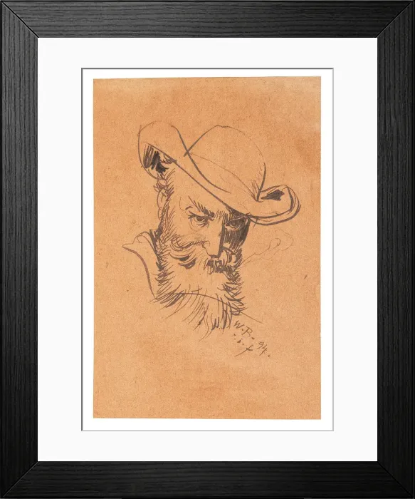 Framed Print : Self-Portrait With Hat, 1894. Creator: Busch, Wilhelm (1832-1908) Framed Print : Self-Portrait With Hat, 1894. Creator: Busch, Wilhelm (1832-1908)