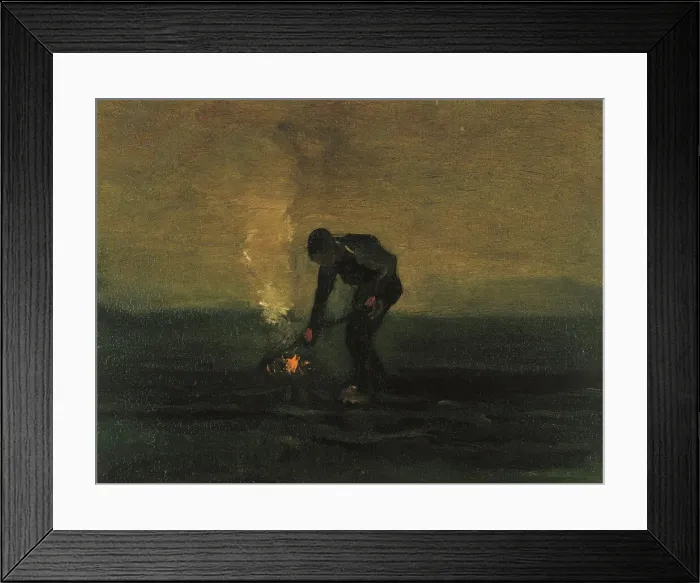 Framed Print : Peasant Burning Weeds, 1883. Creator: Gogh, Vincent, van (1853-1890) Framed Print : Peasant Burning Weeds, 1883. Creator: Gogh, Vincent, van (1853-1890)