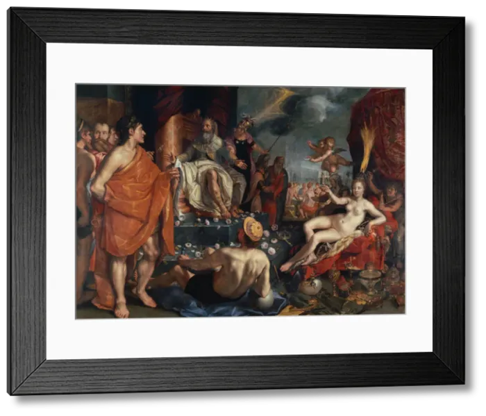 Framed Print : Hermes presenting Pandora to King Epimetheus, 1611. Creator: Goltzius Framed Print : Hermes presenting Pandora to King Epimetheus, 1611. Creator: Goltzius