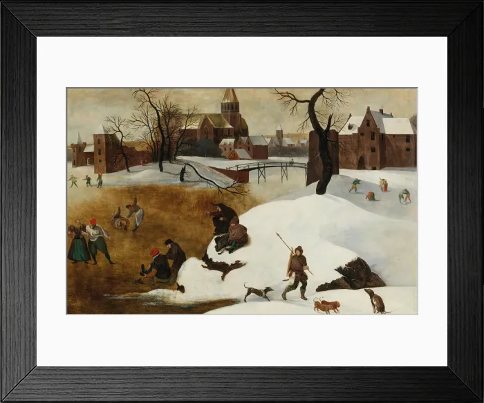 Framed Print : Winter landscape with skaters. Creator: Grimmer, Abel (1570-1619) Framed Print : Winter landscape with skaters. Creator: Grimmer, Abel (1570-1619)