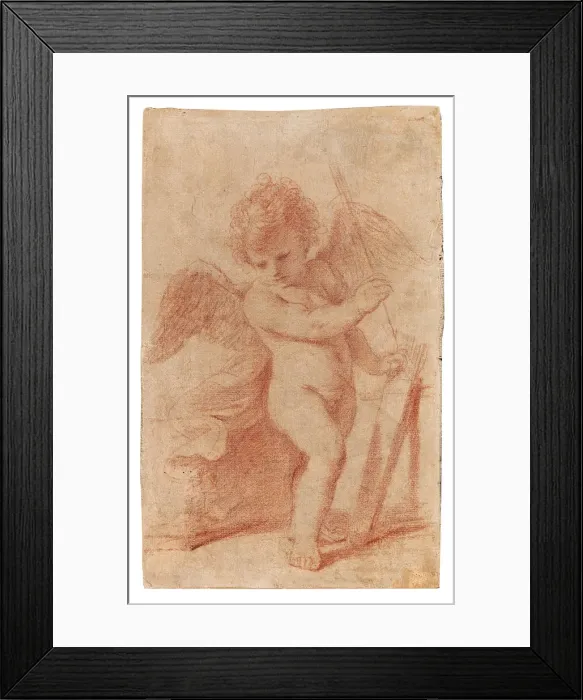 Framed Print : Cupid putting an arrow away in his quiver. Creator: Guercino (1591-1666) Framed Print : Cupid putting an arrow away in his quiver. Creator: Guercino (1591-1666)