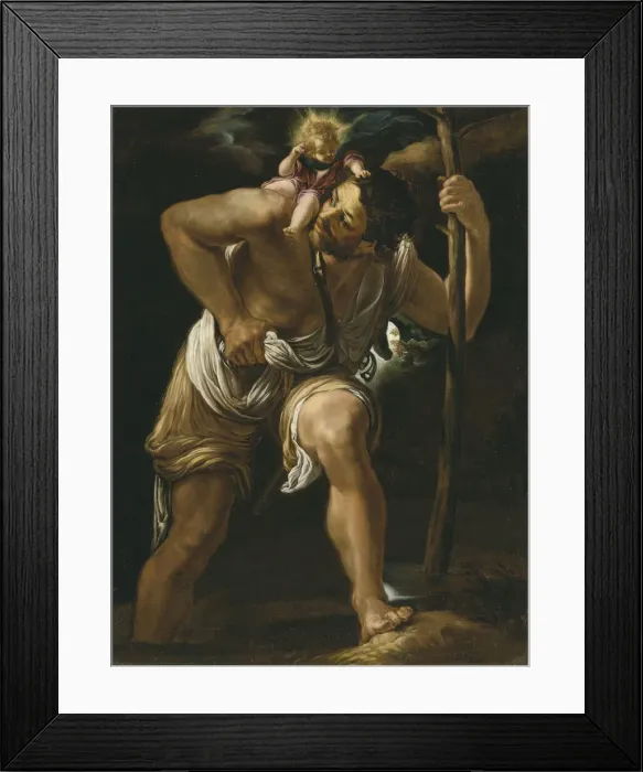 Framed Print : Saint Christopher Carrying the Infant Christ. Creator: Borgianni, Orazio (1578-1616) Framed Print : Saint Christopher Carrying the Infant Christ. Creator: Borgianni, Orazio (1578-1616)