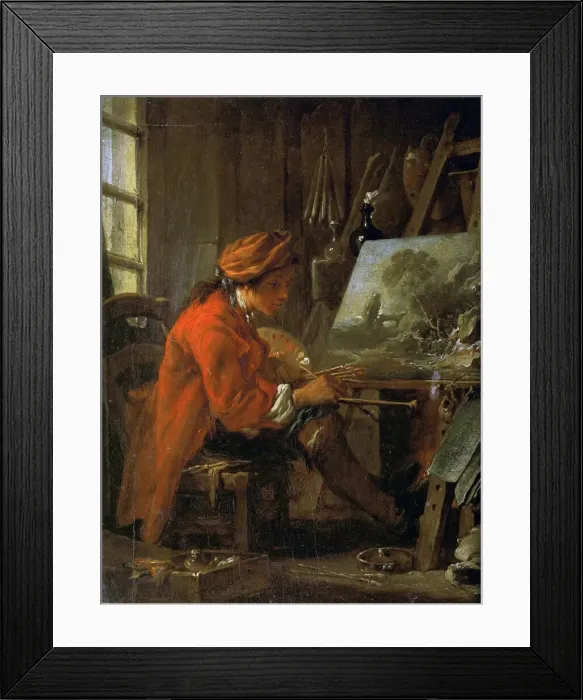 Framed Print : The painter in his studio (Self-Portrait), ca 1730. Creator: Boucher Framed Print : The painter in his studio (Self-Portrait), ca 1730. Creator: Boucher