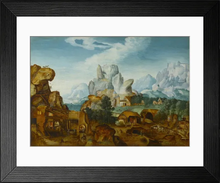 Framed Print : Rocky Landscape with a Forge (The Flight into Egypt), before 1550 Framed Print : Rocky Landscape with a Forge (The Flight into Egypt), before 1550