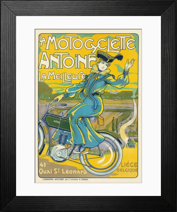 Framed Print : La Motocyclette Antoine. Creator: Gaudy, Georges (1872-1940) Framed Print : La Motocyclette Antoine. Creator: Gaudy, Georges (1872-1940)