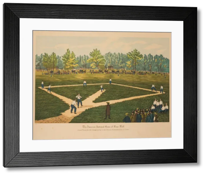 Framed Print : The American National Game of Base Ball, ca 1866. Creator: Currier & Ives Framed Print : The American National Game of Base Ball, ca 1866. Creator: Currier & Ives