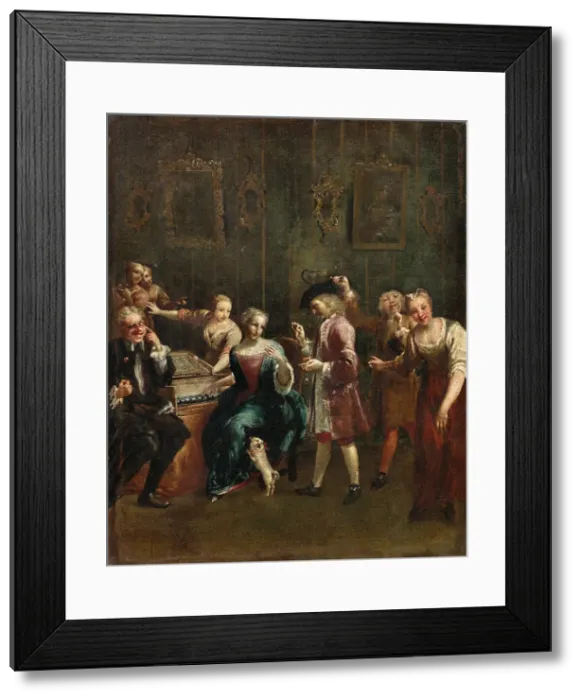 Framed Print : Singer at the Spinet with Admirers, 1730s. Creator: Crespi, Giuseppe Maria (1665-1747) Framed Print : Singer at the Spinet with Admirers, 1730s. Creator: Crespi, Giuseppe Maria (1665-1747)