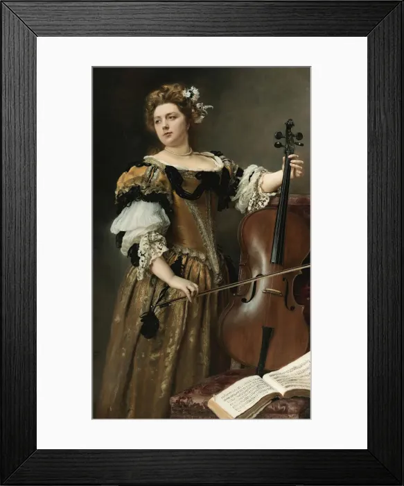 Framed Print : The cello player, c. 1890. Creator: Jacquet, Gustave Jean (1846-1909) Framed Print : The cello player, c. 1890. Creator: Jacquet, Gustave Jean (1846-1909)