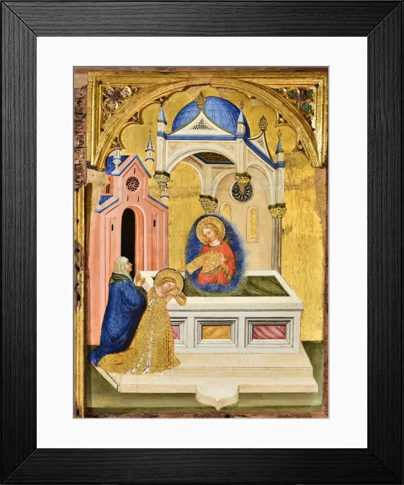 Framed Print : Lucia praying at the tomb of Saint Agatha, c. 1410. Creator: Jacobello del Fiore