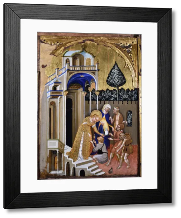 Framed Print : Lucia gives alms, c. 1410. Creator: Jacobello del Fiore Framed Print : Lucia gives alms, c. 1410. Creator: Jacobello del Fiore
