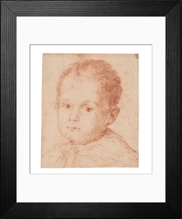 Framed Print : Portrait study of a child with a pearl necklace. Creator: Fontana, Lavinia (1552-1614) Framed Print : Portrait study of a child with a pearl necklace. Creator: Fontana, Lavinia (1552-1614)