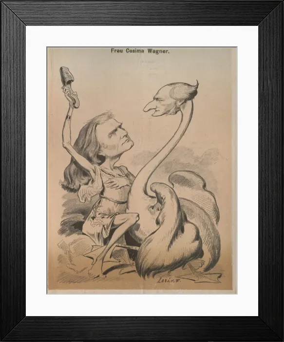 Framed Print : Richard Wagner as Swan and Cosima Wagner as Leda (Cover of Die Bombe'), 1875 Framed Print : Richard Wagner as Swan and Cosima Wagner as Leda (Cover of Die Bombe'), 1875