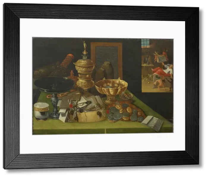 Framed Print : Allegory of Worldly Riches with the Scene of the Death of the Rich Man, ca. 1600 Framed Print : Allegory of Worldly Riches with the Scene of the Death of the Rich Man, ca. 1600
