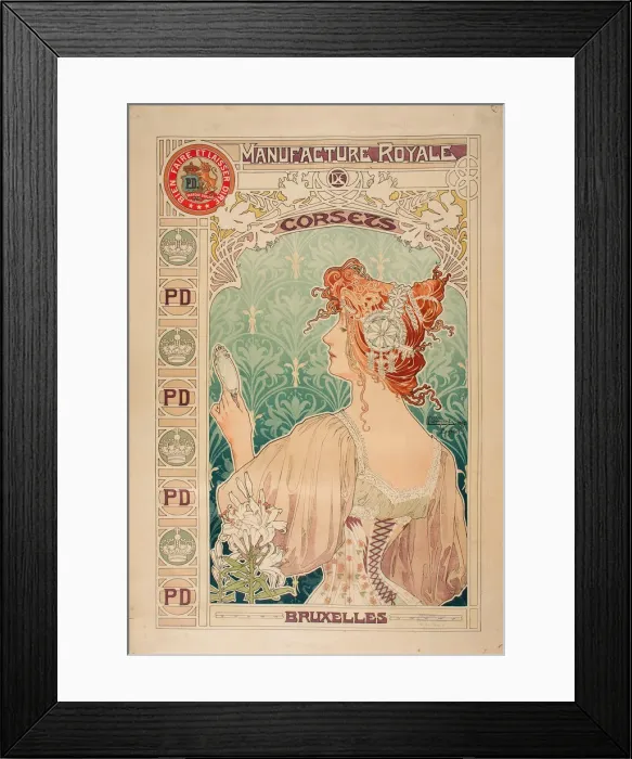 Framed Print : Manufacture Royale de corsets, 1897. Creator: Mucha, Alfons Marie (1860-1939) Framed Print : Manufacture Royale de corsets, 1897. Creator: Mucha, Alfons Marie (1860-1939)