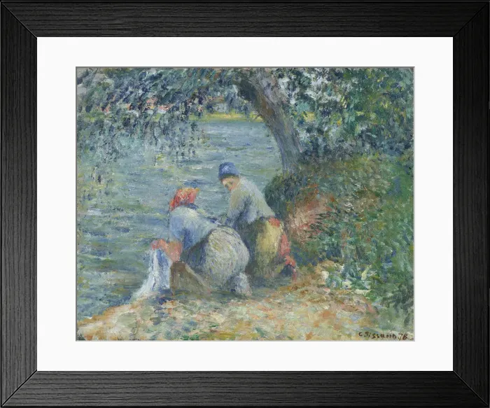 Framed Print : Washerwomen at the waters edge, Pontoise, 1878. Creator: Pissarro, Camille (1830-1903) Framed Print : Washerwomen at the waters edge, Pontoise, 1878. Creator: Pissarro, Camille (1830-1903)