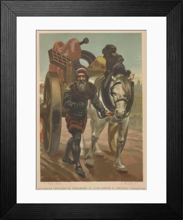 Framed Print : Johannes Gutenberg leaves Strasbourg. From: La ciencia y sus hombres, 1879 Framed Print : Johannes Gutenberg leaves Strasbourg. From: La ciencia y sus hombres, 1879