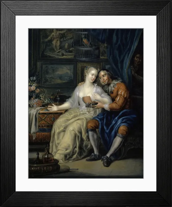 Framed Print : Couple with Matchmaker, c. 1750. Creator: Platzer, Johann Georg (1704-1761) Framed Print : Couple with Matchmaker, c. 1750. Creator: Platzer, Johann Georg (1704-1761)