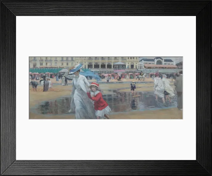 Framed Print : La plage de Cabourg, c. 1910. Creator: Prinet, ReneFrancois Xavier (1861-1946) Framed Print : La plage de Cabourg, c. 1910. Creator: Prinet, ReneFrancois Xavier (1861-1946)