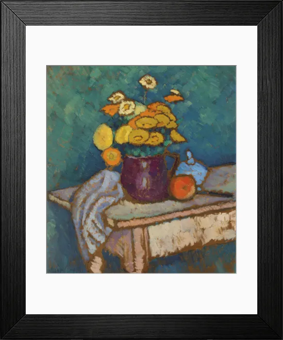 Framed Print : Still life with cloth, flowers in jug and apple, 1909-1910 Framed Print : Still life with cloth, flowers in jug and apple, 1909-1910