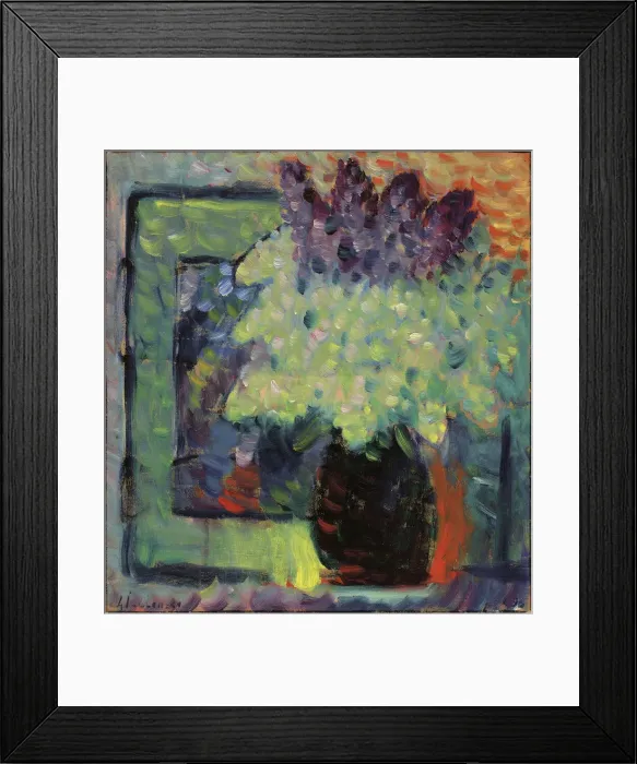 Framed Print : Large still life (Lilac bouquet in vase), 1936. Creator: Javlensky, Alexei Framed Print : Large still life (Lilac bouquet in vase), 1936. Creator: Javlensky, Alexei