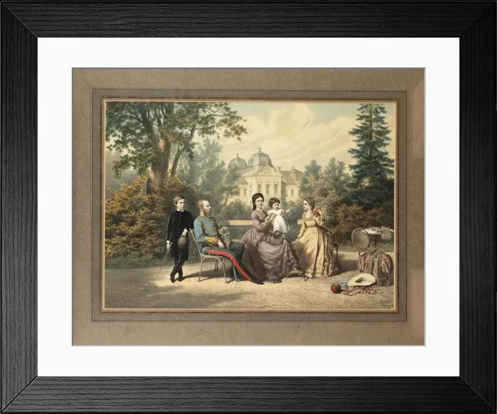 Framed Print : The Imperial Family in Godollo, 1871. Creator: Katzler, Vinzenz (1823-1882) Framed Print : The Imperial Family in Godollo, 1871. Creator: Katzler, Vinzenz (1823-1882)