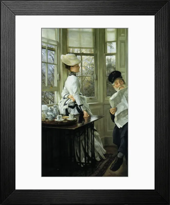 Framed Print : Reading the News, 1874. Creator: Tissot, James Jacques Joseph (1836-1902) Framed Print : Reading the News, 1874. Creator: Tissot, James Jacques Joseph (1836-1902)