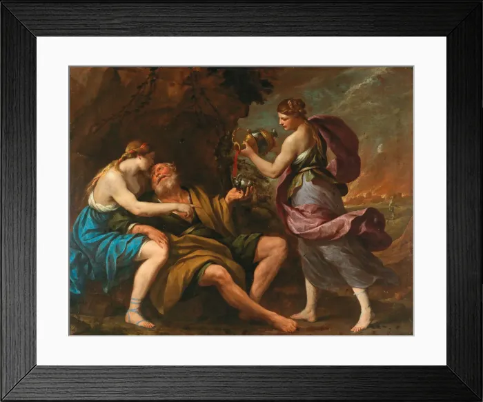 Framed Print : Lot and his Daughters, 1650s. Creator: Vaccaro, Andrea (1604-1670) Framed Print : Lot and his Daughters, 1650s. Creator: Vaccaro, Andrea (1604-1670)