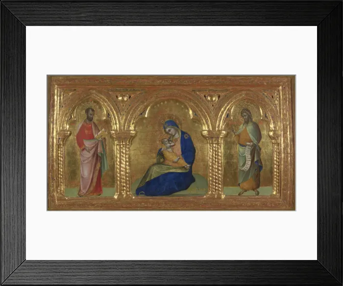 Framed Print : The Madonna of Humility with Saints Mark and John, 1365-1370 Framed Print : The Madonna of Humility with Saints Mark and John, 1365-1370