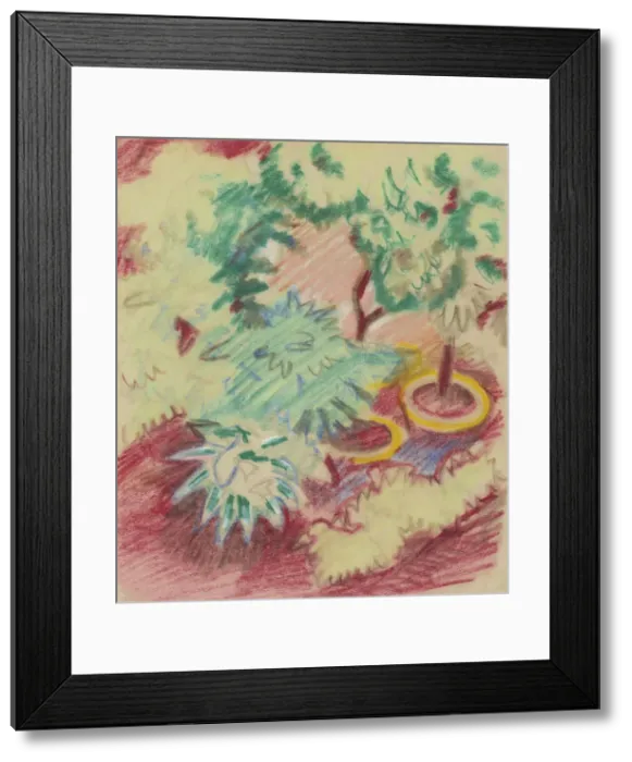 Framed Print : Flower pots. Creator: Macke, August (1887-1914) Framed Print : Flower pots. Creator: Macke, August (1887-1914)