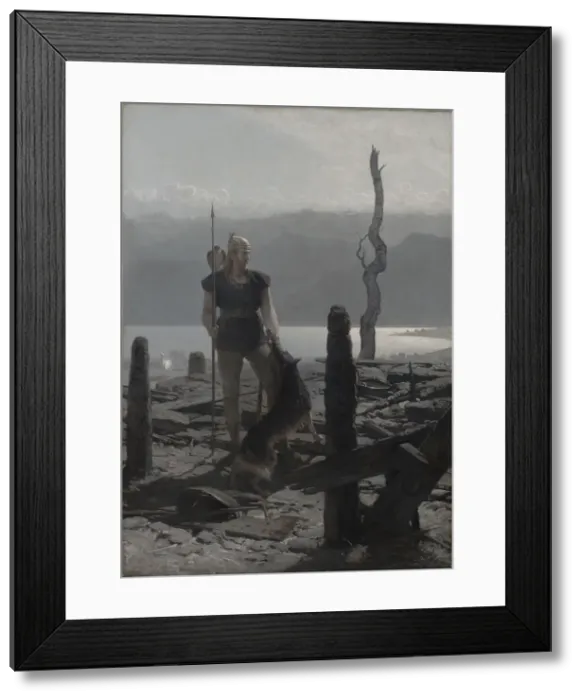Framed Print : Frithiofs Saga: Frithiofs return, 1880s. Creator: Malmstrom, August (1829-1901) Framed Print : Frithiofs Saga: Frithiofs return, 1880s. Creator: Malmstrom, August (1829-1901)