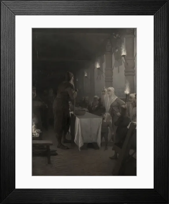 Framed Print : Frithiofs Saga: Frithiof at the court of King Ring, 1880s Framed Print : Frithiofs Saga: Frithiof at the court of King Ring, 1880s