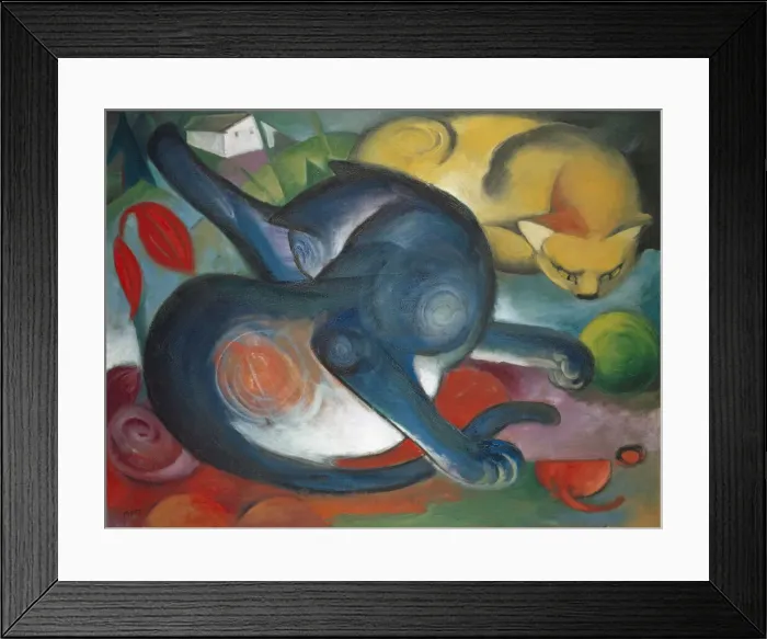 Framed Print : Two Cats, Blue and Yellow, 1912. Creator: Marc, Franz (1880-1916) Framed Print : Two Cats, Blue and Yellow, 1912. Creator: Marc, Franz (1880-1916)